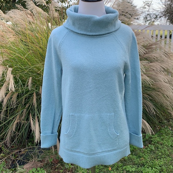 LOFT Sweaters - Loft Turtleneck Kangaroo Pocket Baby Blue Sweater size XS